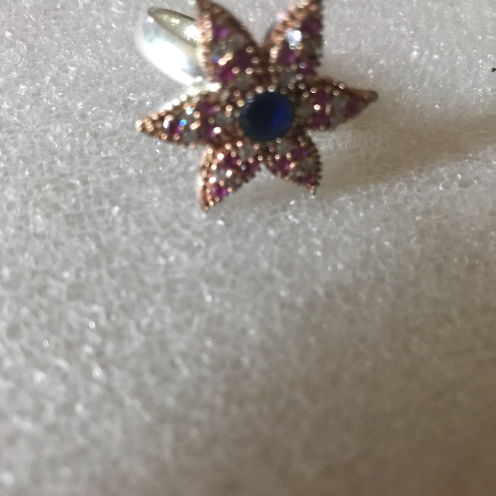 Elegant Silver and Sapphire ruby Star Ring